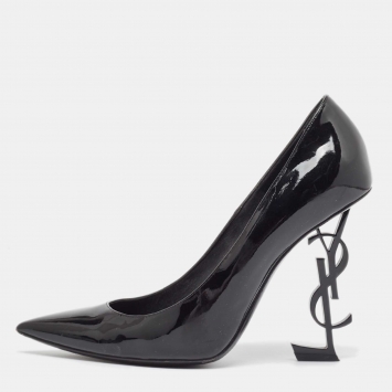 Pre Owned Saint Laurent Black Patent Leather Opyum Pumps Size 41