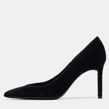 Pre Owned Saint Laurent Black Velvet Anja Pumps Size 38