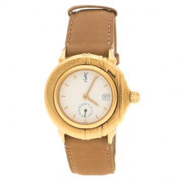 Pre Owned Saint Laurent Paris White Gold Tone Women's Wristwatch 32 mm
