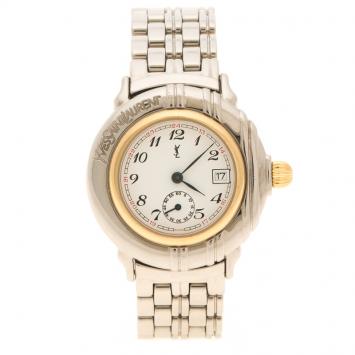 Pre Owned Saint Laurent Paris White Gold Plated Women's Wristwatch 32 mm