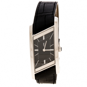 Pre Owned Yves Saint Laurent Paris Black Stainless Steel Rive Gauche Women's Wristwatch 24 mm