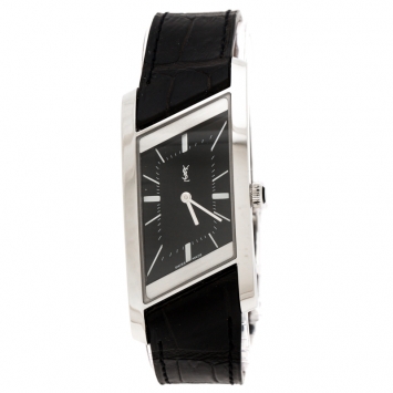 Pre Owned Yves Saint Laurent Paris Black Stainless Steel Rive Gauche Women's Wristwatch 24 mm
