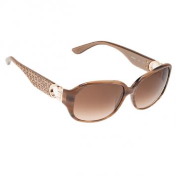 Pre Owned Salvatore Ferragamo Brown SF609S Square Sunglasses