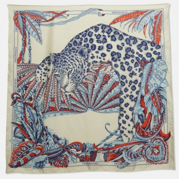 Pre Owned Salvatore Ferragamo Multicolor Togo Print Square Silk Scarf