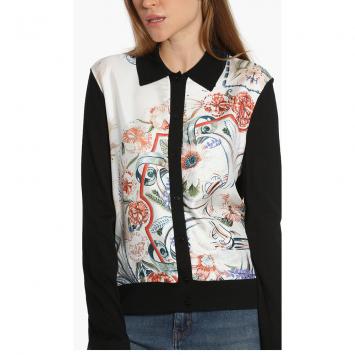 Pre Owned Salvatore Ferragamo Black Printed Cardigan S