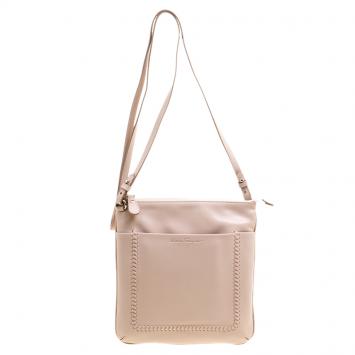 Pre Owned Salvatore Ferragamo Beige Leather Crossbody Bag