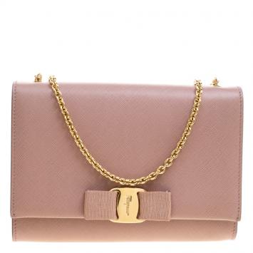 Pre Owned Salvatore Ferragamo Beige Leather Ginny Shoulder Bag