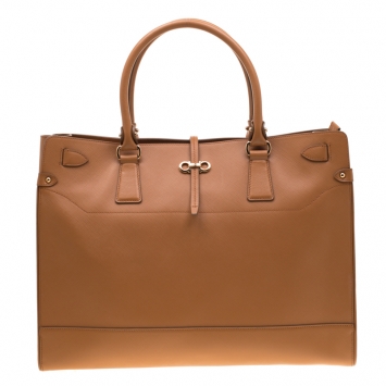 Pre Owned Salvatore Ferragamo Brown Leather Large Briana Tote