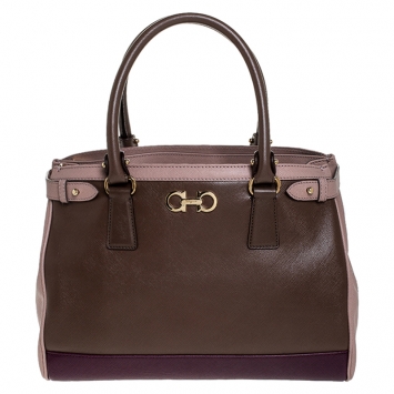 Pre Owned Salvatore Ferragamo Tri Color Leather Batik Tote