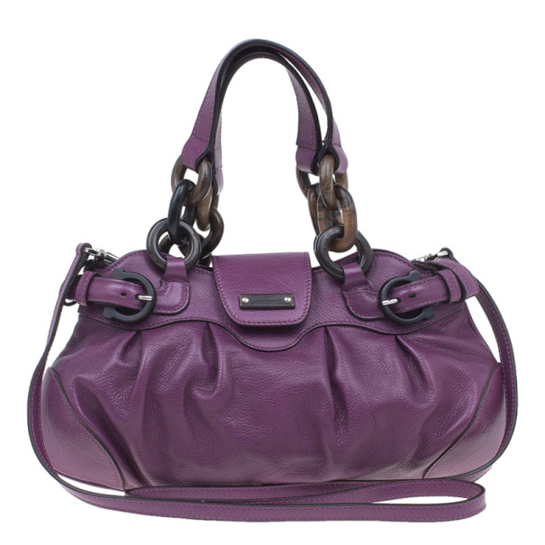 Salvatore Ferragamo Purple Leather Marisa Crossbody
