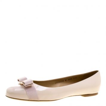 Pre Owned Salvatore Ferragamo Blush Pink Patent Leather Varina Ballet Flats Size 41