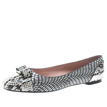 Pre Owned Salvatore Ferragamo Two Tone Python Varina Bow Ballet Flats Size 41