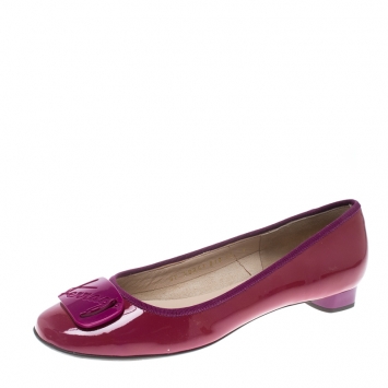مملوكة مسبقًا Salvatore Ferragamo Pink Patent Leather My Charmel Flats Size 40.5