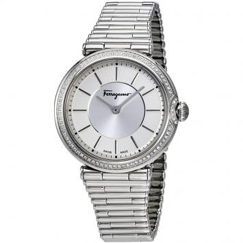 Pre Owned Salvatore Ferragamo Silver Stainless Steel FIN050015 Women's Wristwatch 36MM