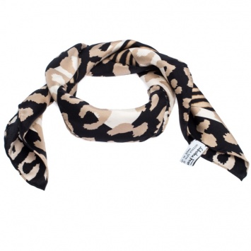 Pre Owned Salvatore Ferragamo Brown Multi Animal Print Gancini Silk Scarf 