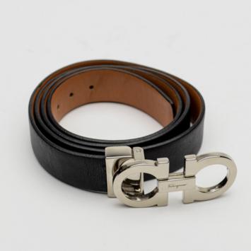 Pre Owned Salvatore Ferragamo Black Leather Belt
