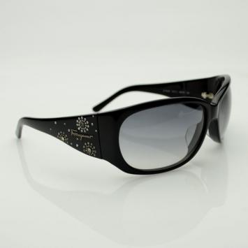 Pre Owned Salvatore Ferragamo Black Sunglasses With Crystals