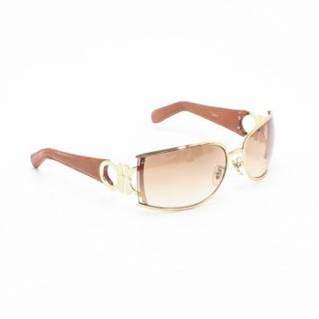 Pre Owned Salvatore Ferragamo Brown Leather Sunglasses