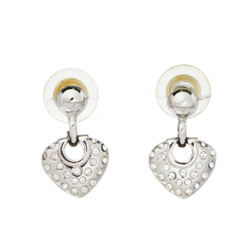 Pre Owned Salvatore Ferragamo Crystal Heart Drop Earrings