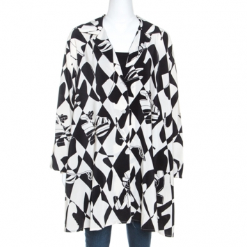 Pre Owned Salvatore Ferragamo Monochrome Shoe Printed Silk Oversized Shirt L