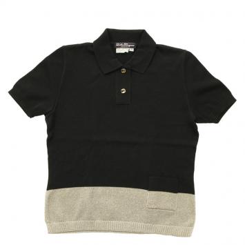 Pre Owned Salvatore Ferragamo Black Color Block Knit Top M