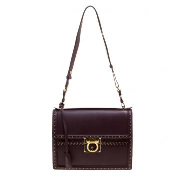 Pre Owned Salvatore Ferragamo Burgundy Leather Marisol Shoulder Bag