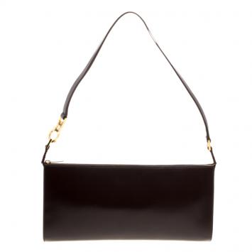 Pre Owned Salvatore Ferragamo Brown Leather Pochette Bag