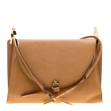 Pre Owned Salvatore Ferragamo Brown Soft Leather Shoulder Bag
