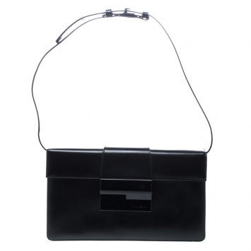 Pre Owned Salvatore Ferragamo Black Leather Clutch