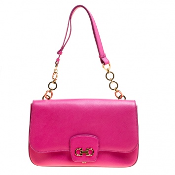 Pre Owned Salvatore Ferragamo Hot Pink Leather Bree Shoulder Bag