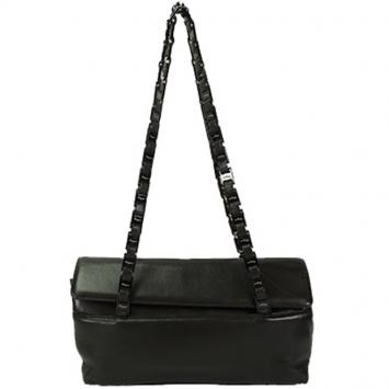 Pre Owned Salvatore Ferragamo Black Leather Chain Shoulder Bag