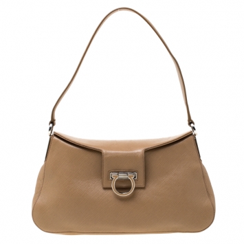 مملوكة مسبقًا Salvatore Ferragamo Brown Saffiano Leather Shoulder Bag