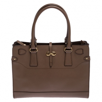 مملوكة مسبقًا Salvatore Ferragamo Brown Leather Medium Briana Tote