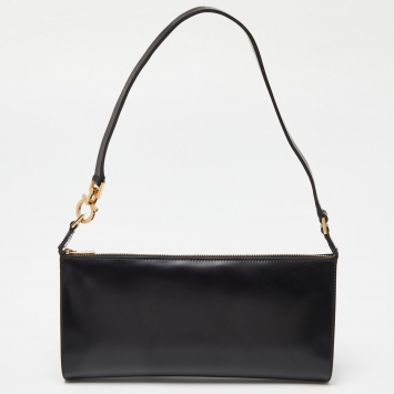 Pre Owned Salvatore Ferragamo Black Leather Pochette Bag