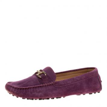 Pre Owned Salvatore Ferragamo Purple Suede Saba Loafers Size 38