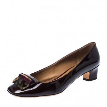 Pre Owned Salvatore Ferragamo Dark Purple Patent Leather Rimma Pumps Size 40