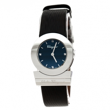 Pre Owned Salvatore Ferragamo Black Stainless Steel Gancino F56 Women's Wristwatch 29 mm