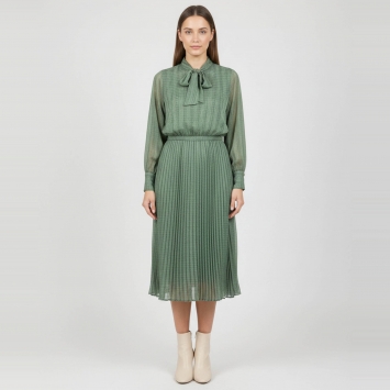 Pre Owned Samsøe & Samsøe Green Textured Satin Dorothe Dress 14018 XS/S