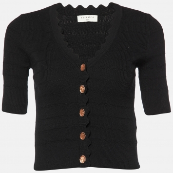 Pre Owned Sandro Black Knit Cropped Top S