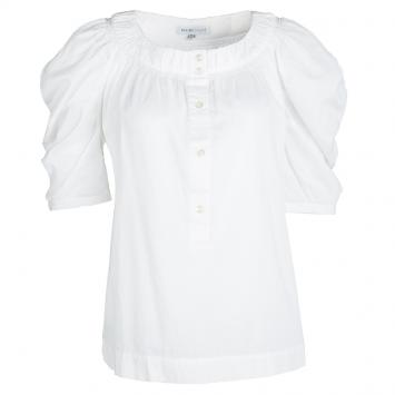 Pre Owned See by Chloé White Cotton Knit Cold Shoulder Top M