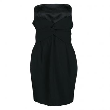 Pre Owned See By Chloe Black Twist Front Detail Strapless Dress M