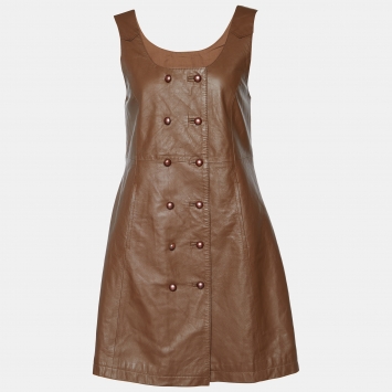 Pre Owned See by Chloe Brown Leather Sleeveless Mini Dress M