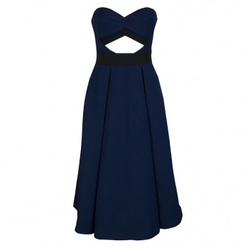 Pre Owned Self Portrait Navy Blue Cutout Detail Strapless Lulu Dress S