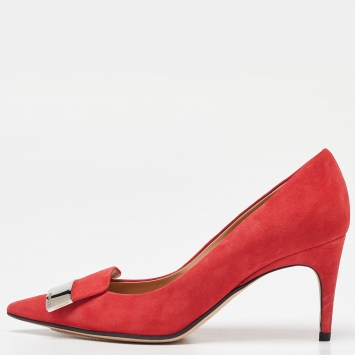 Pre Owned Sergio Rossi Pink Suede SR1 Pointed Toe Pumps Size 35