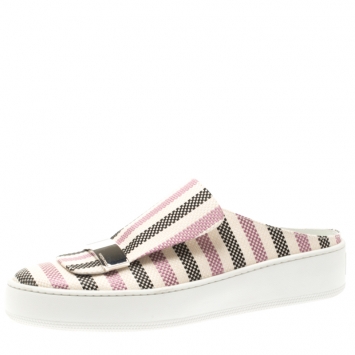 Pre Owned Sergio Rossi Multicolor Canvas Backless Slip On Sneakers Size 39