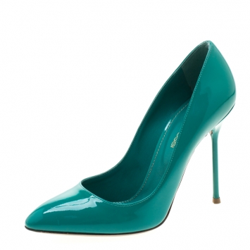 Pre Owned Sergio Rossi Green Patent Leather Pumps Size 37