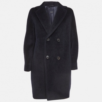 Pre Owned   S'Max Mara Navy Blue Wool Blend Double Breasted Coat S