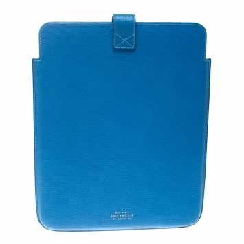 Pre Owned Smythson Powder Blue Leather Ipad Case