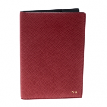 Pre Owned Smythson Red Leather Panama Passport Holder