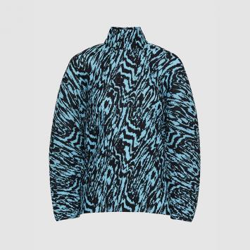 Pre Owned Solace London Blue Latia Animal Print High Neck Plisse Top UK 16